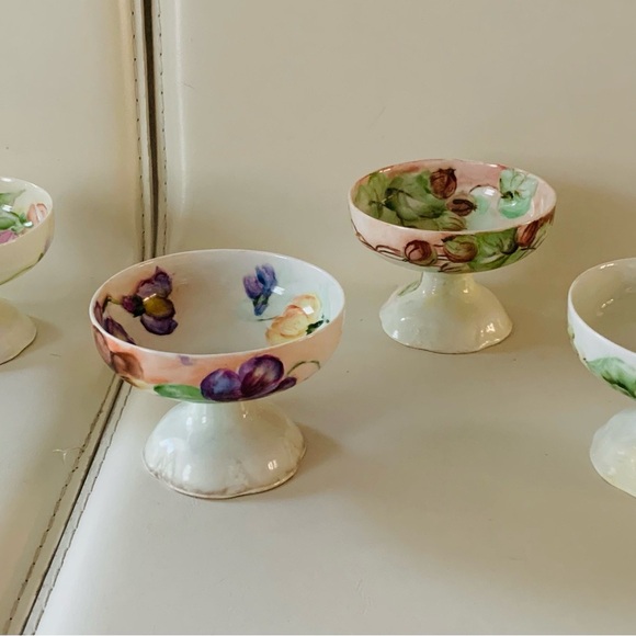 Antique Haviland Limoges Hand Painted Pedestal Punch Cups 4 - Picture 1 of 15